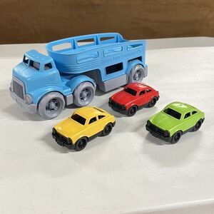 Green Toys Transport Hauler kids truck blue plastic with 3 Cars
